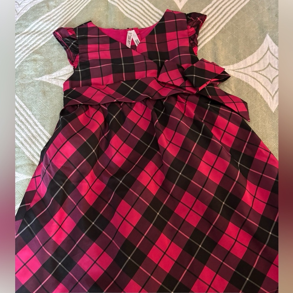 Old Navy Pink and Black Christmas Plaid Dress